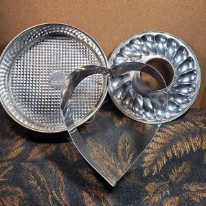 Vintage Spring Form Pan with Flat, Scalloped, and Heart Inserts Made in Germany